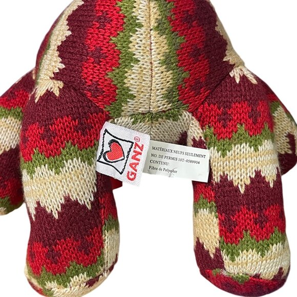 GANZ Vintage Holiday Knit MacMerry Christmas Zigzag Sweater Bear Plush 8.25" - Picture 3 of 11